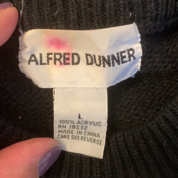VINTAGE ALFRED DUNNER BLACK GRAY AND WHITE SEQUIN SWEATER - Picture 5 of 5